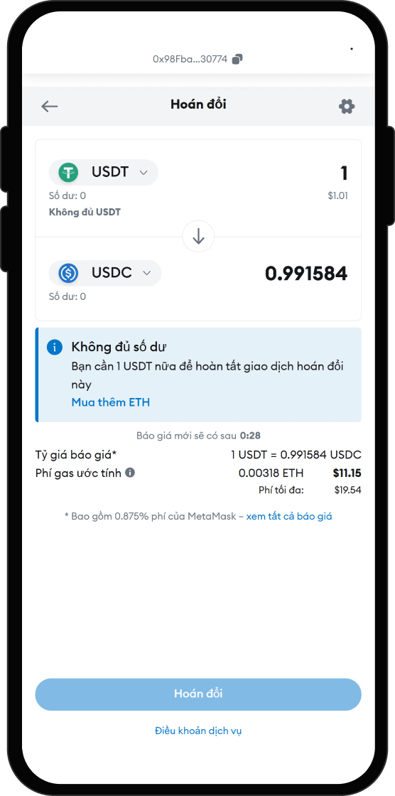 Hoán đổi USDT lấy ALLY