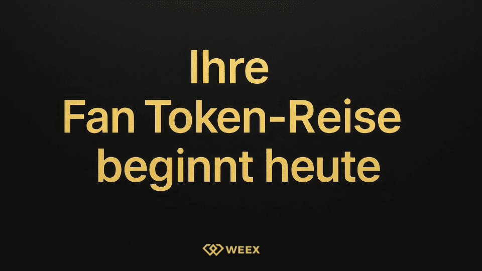 Văn bản vàng „Hành trình fan token của bạn bắt đầu từ hôm nay" và logo WEEX trên nền đen