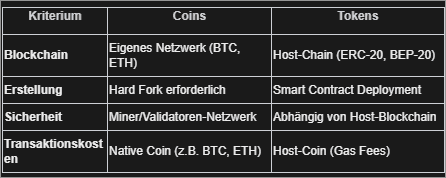 Bảng so sánh Coins vs. Tokens – sự khác biệt về blockchain, tạo lập, bảo mật và chi phí giao dịch trên thị trường tiền điện tử 2025