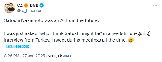 CZ 對“中本聰是誰？”這一問題的回答