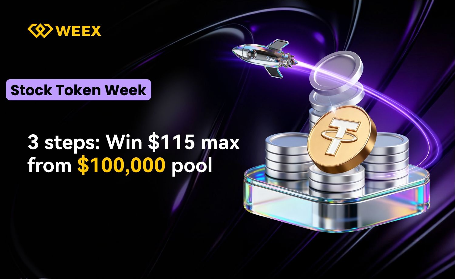 WEEX股票代幣週:交易科技股資產,即可領取 115 USDT 贈金